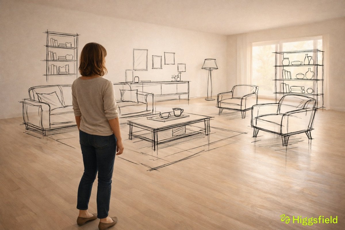 Person in Ruined Space with Conceptual Sketch Overlays — image 4