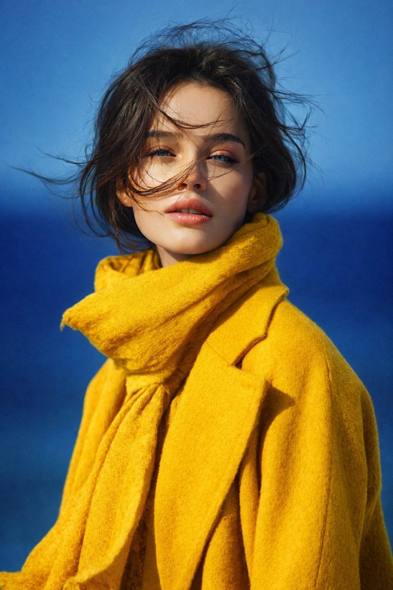 Young Woman Portrait in Royal Blue Coat — image 2