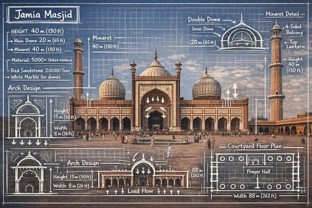 Landmark Blueprint Infographic with Technical Annotations — image 2