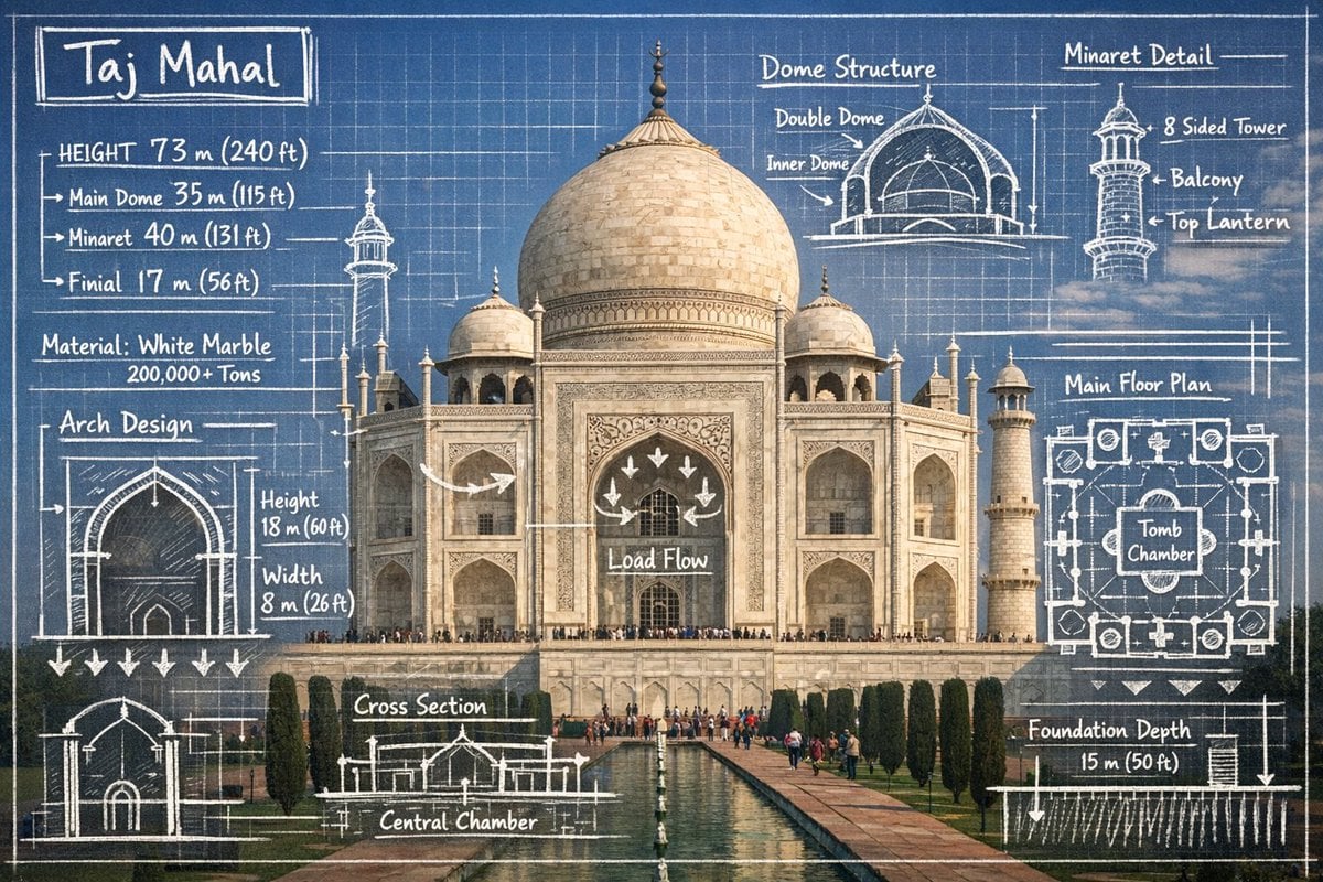 Landmark Blueprint Infographic with Technical Annotations — image 3