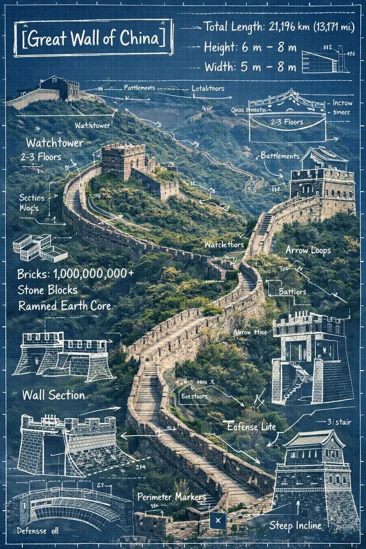 Landmark Infographic with Blueprint Annotations — image 4