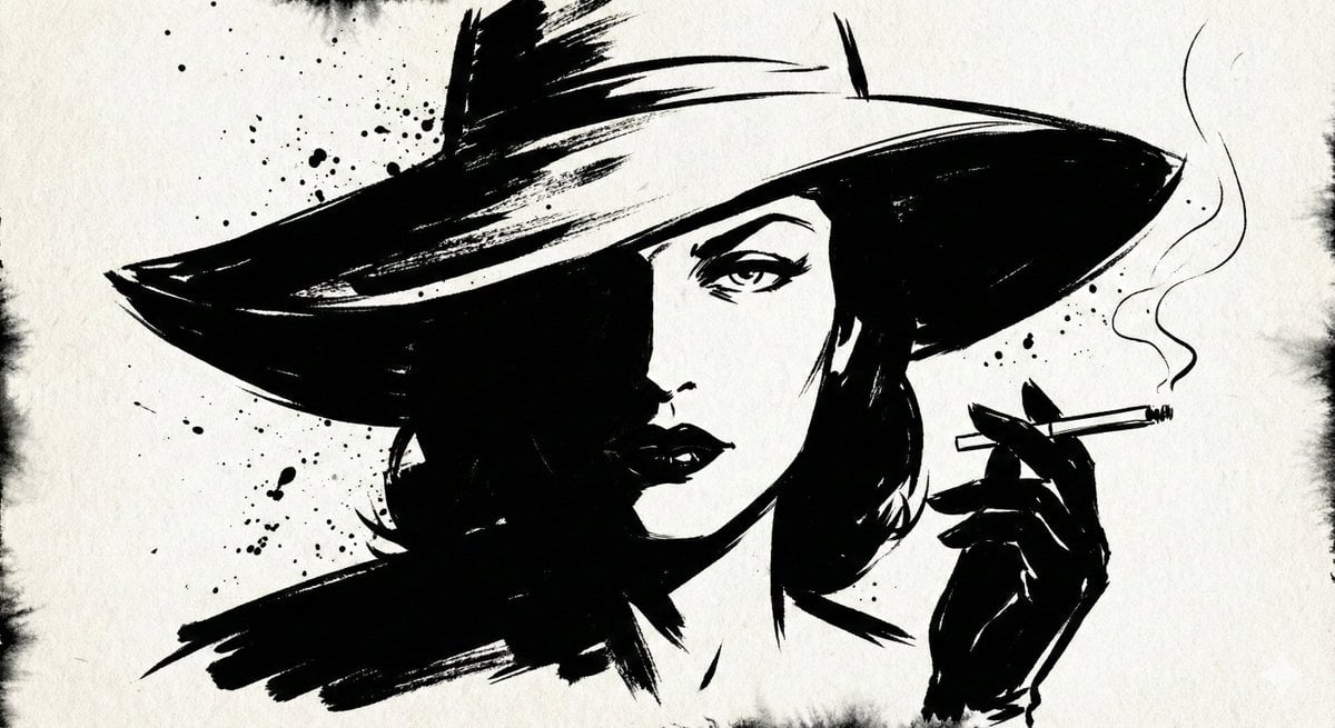 Ink Noir Portrait with Splatter