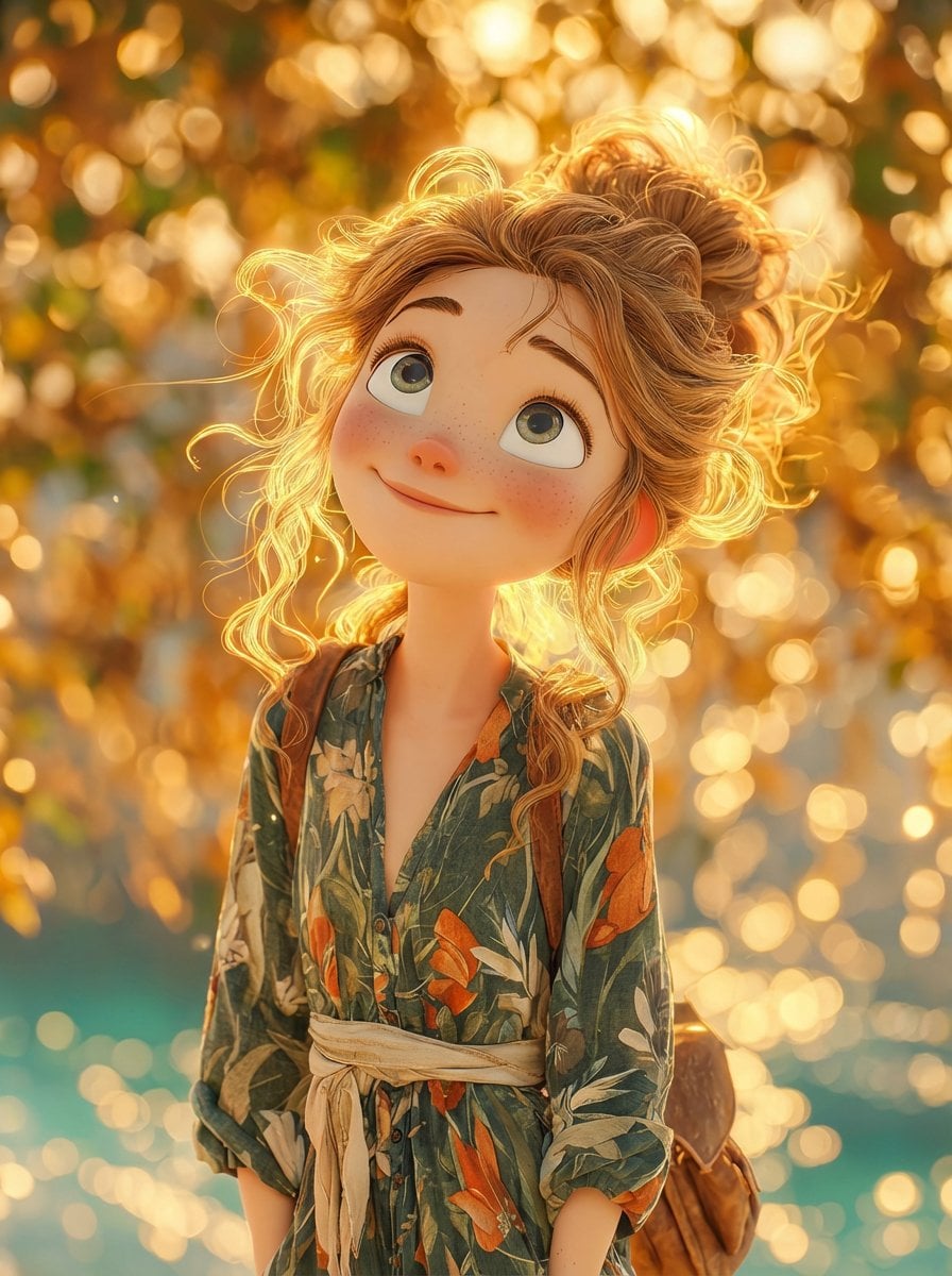 Dreamy Cinematic 3D Animated Girl in Magical Cave — image 2