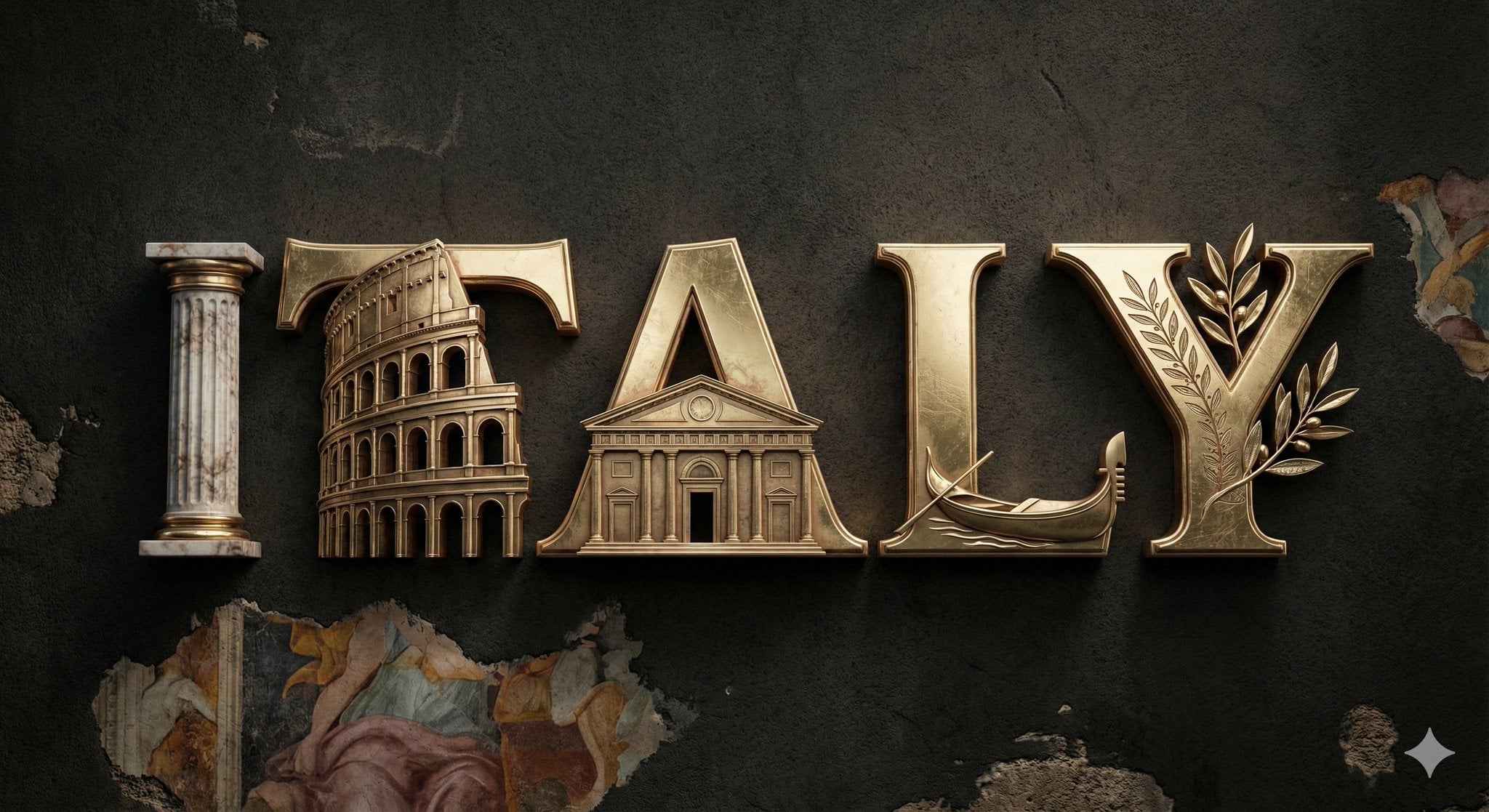 3D Metallic Typography Featuring Country-Specific Cultural Elements