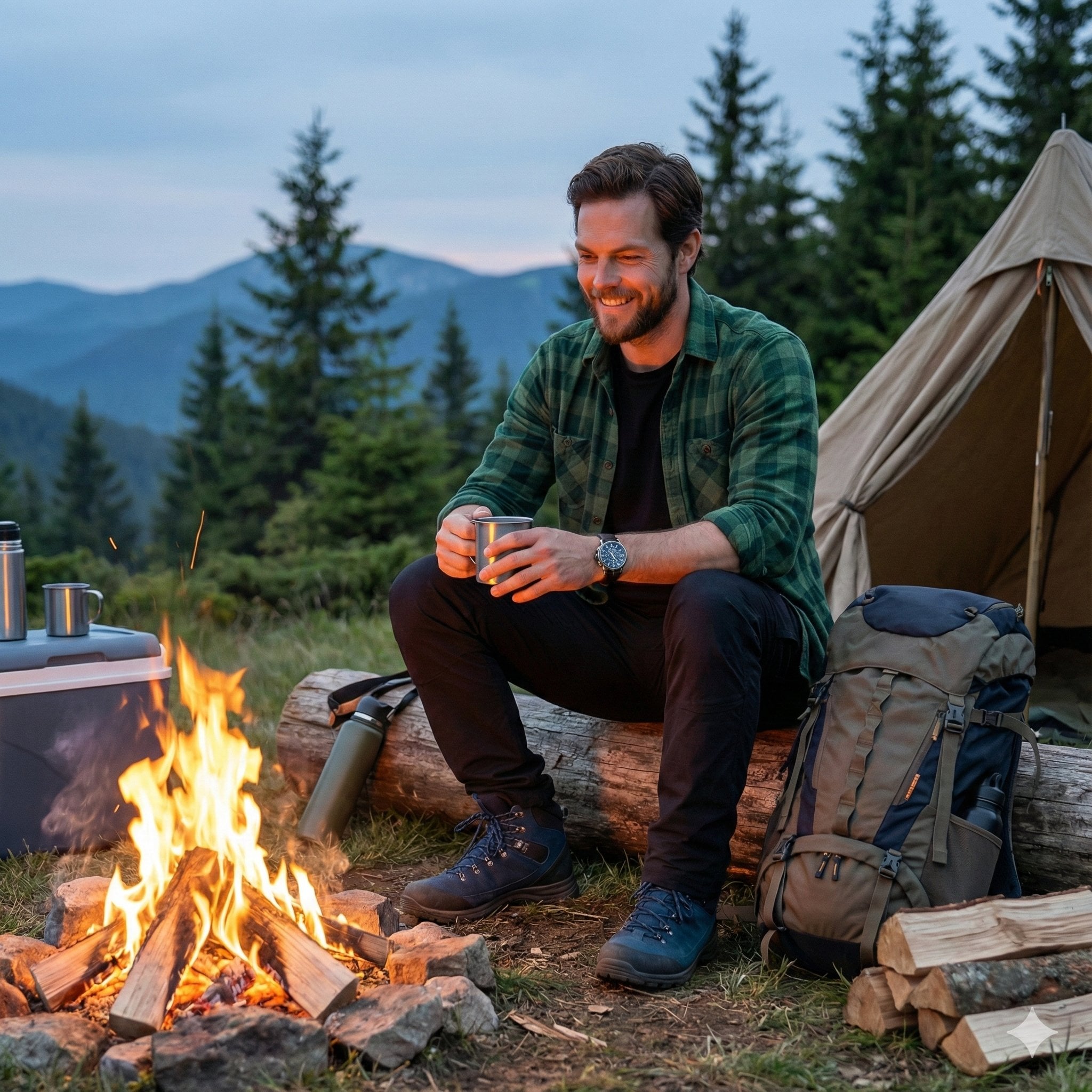 Male Trekker at Mountain Campsite — image 2