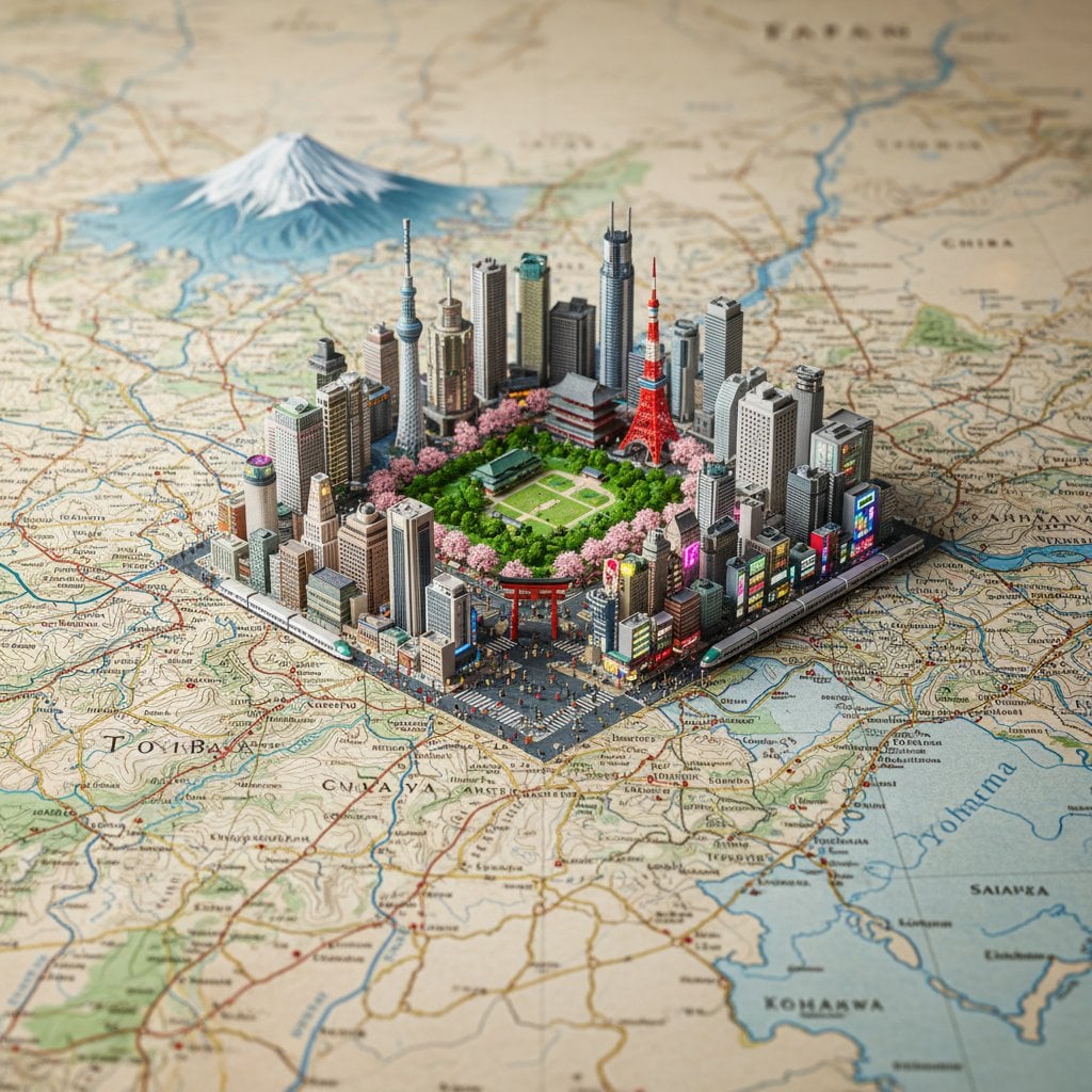 Geographic Map with 3D City Diorama — image 2