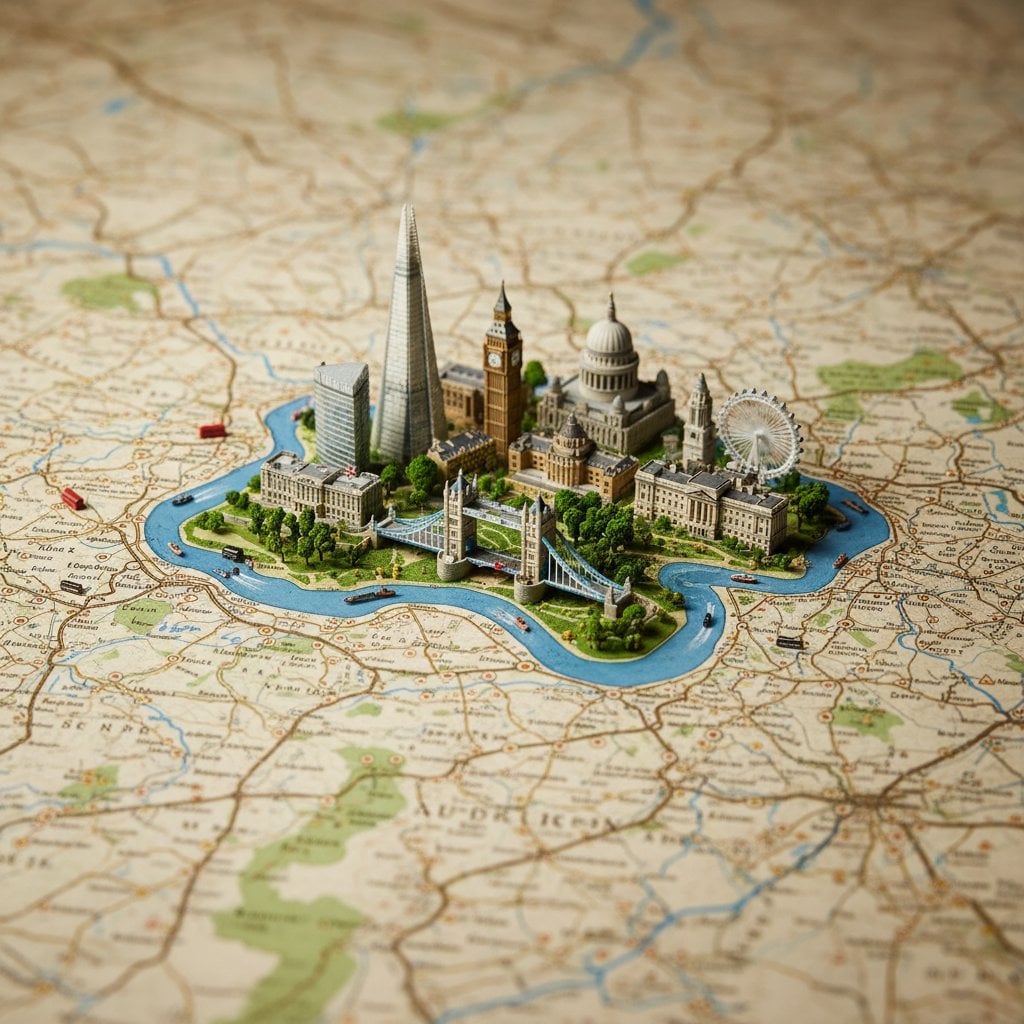 Geographic Map with 3D City Diorama — image 4
