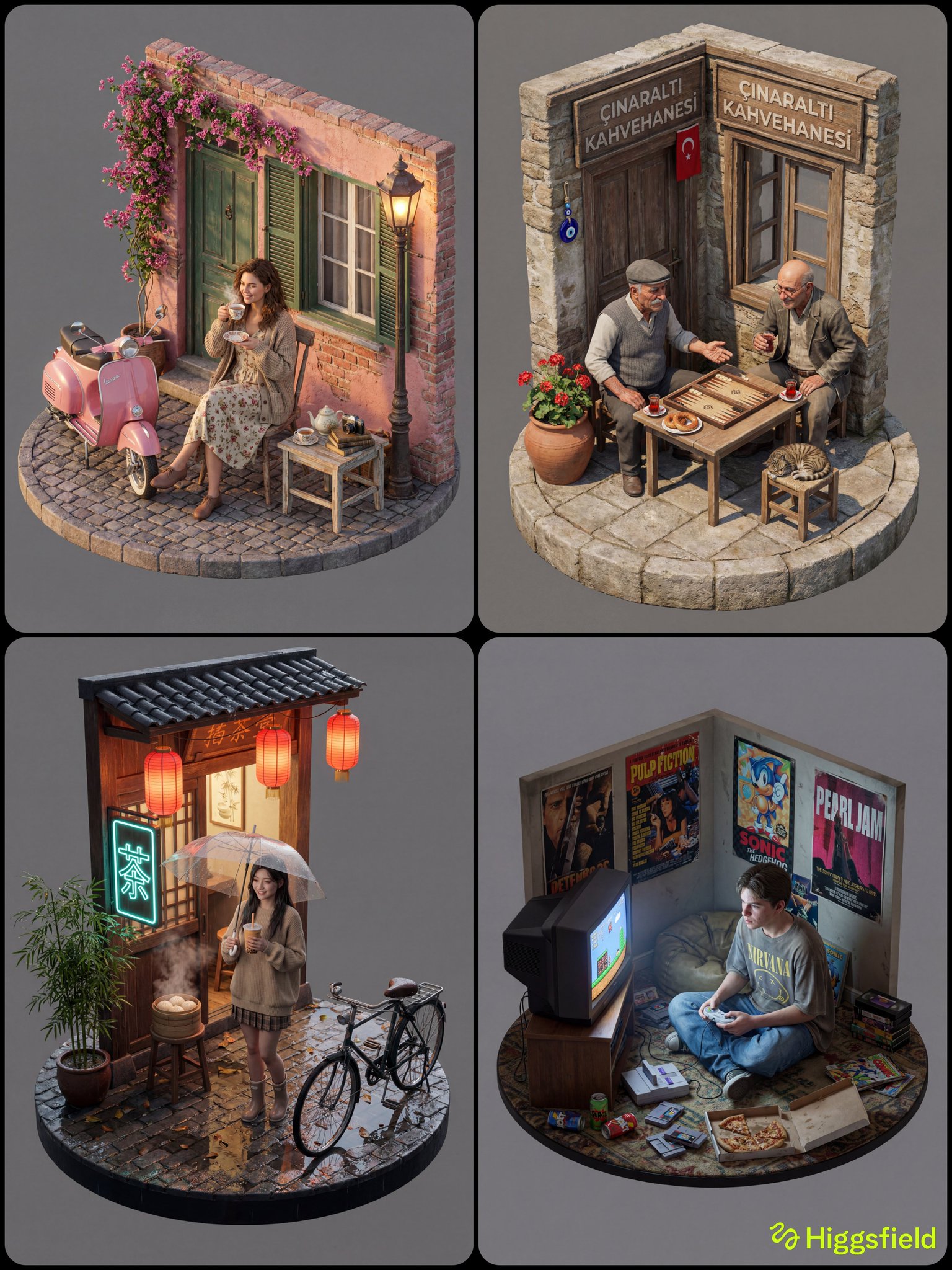 Hyperrealistic 3D Isometric Scene with Human Subject