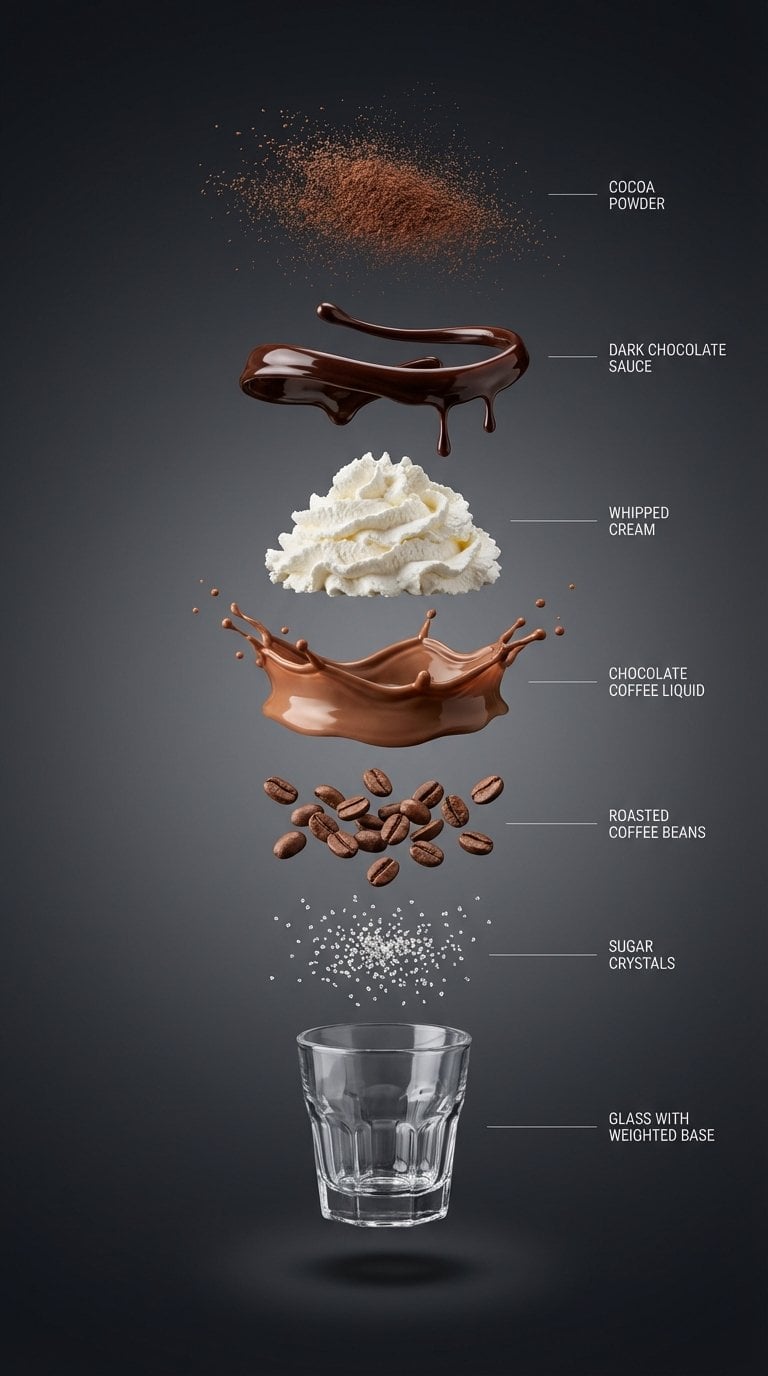 Exploded View of a Chocolate Coffee Drink