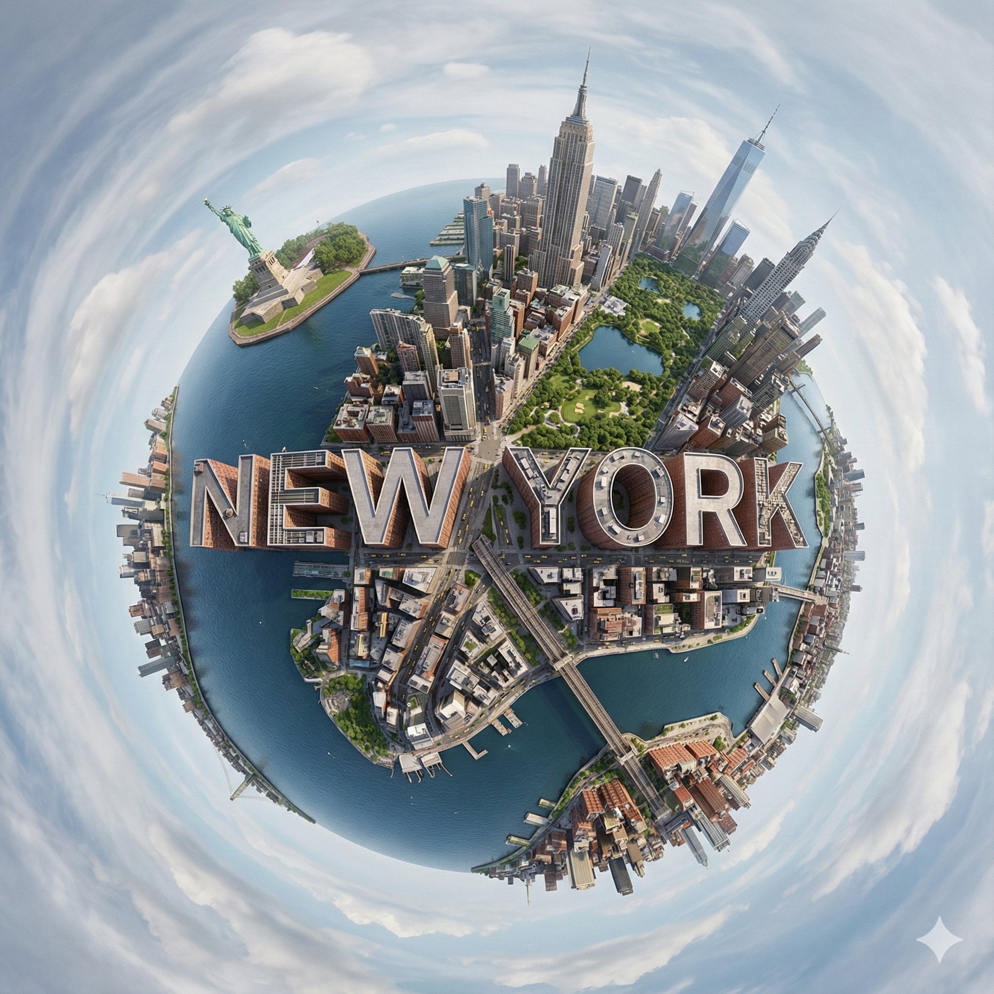 Surreal Spherical City Panorama with Integrated Typography — image 3