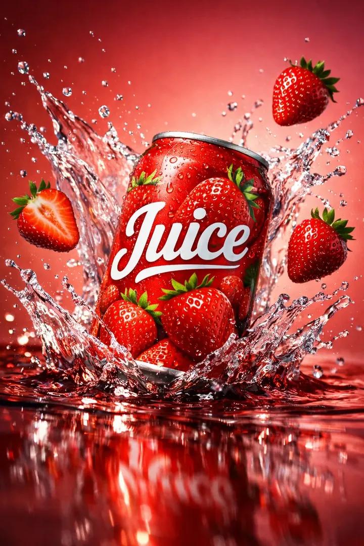 Dynamic Splash of Red Juice from Knocked-Over Can