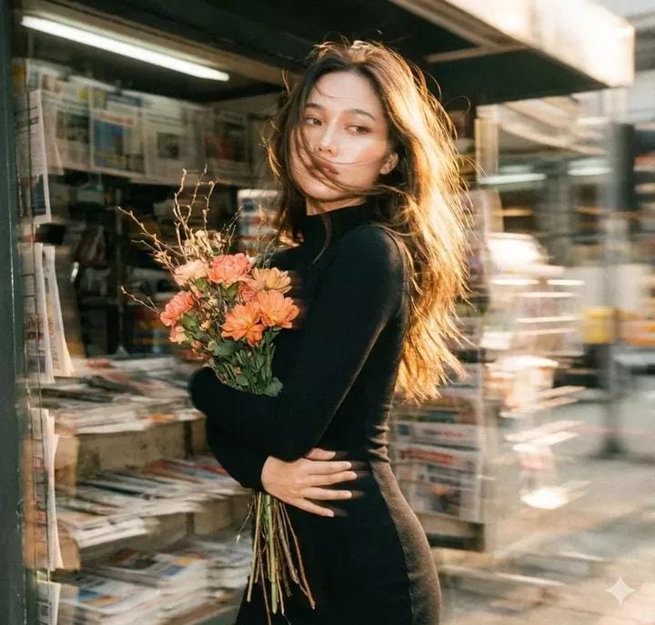 Bewitchingly Beautiful Girl in Vintage Film Aesthetic
