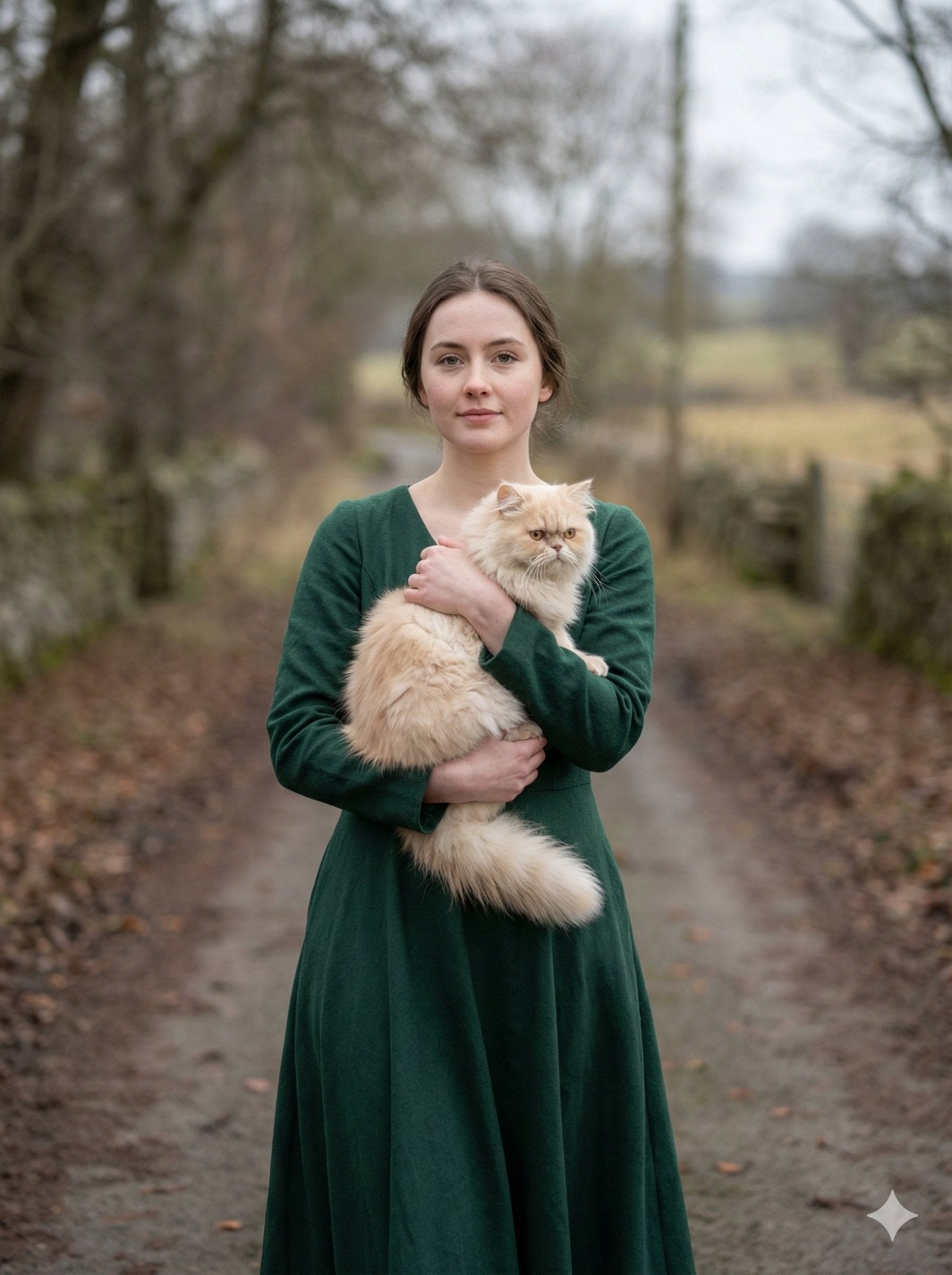Young Woman With Persian Cat on Scenic Road — image 2