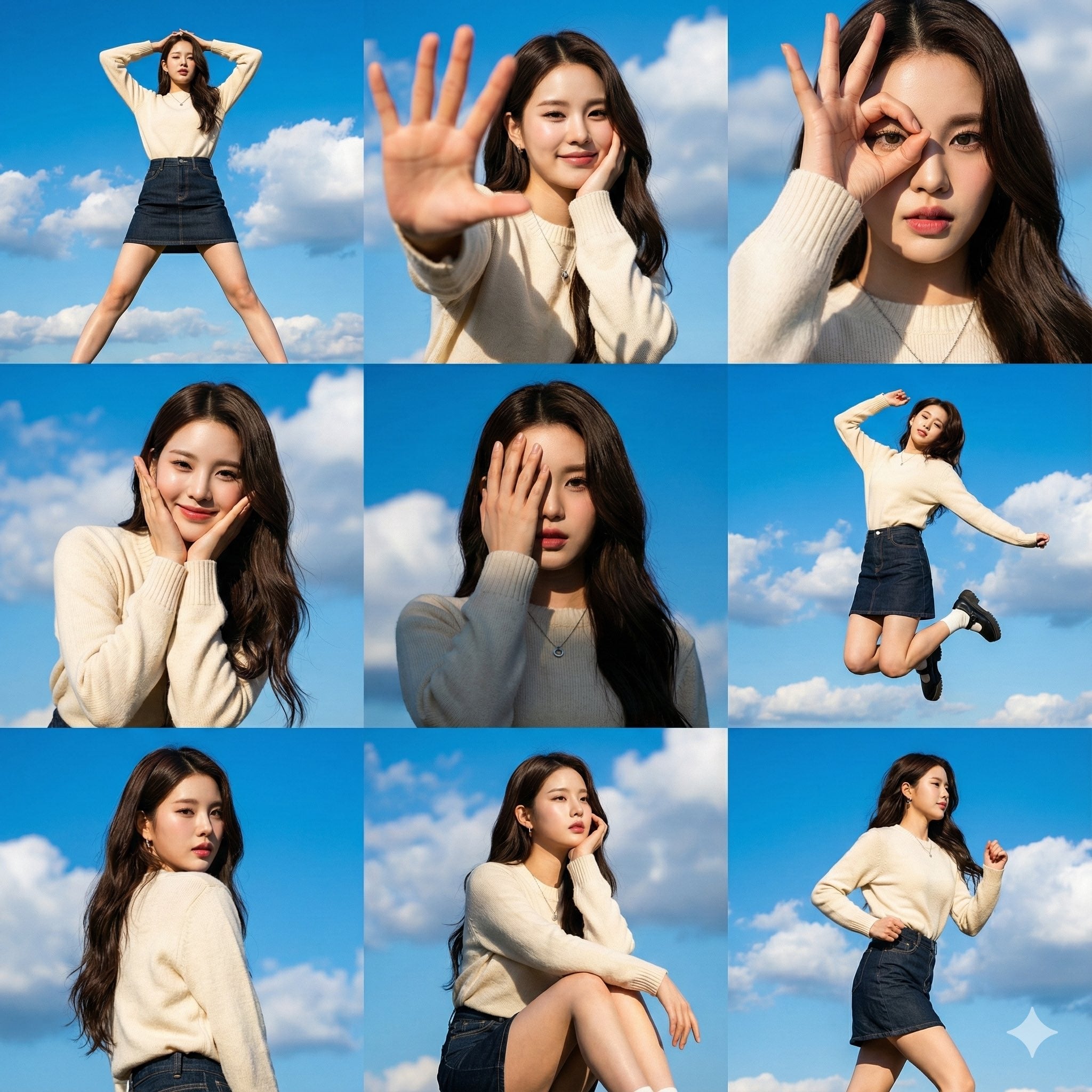 High-Resolution 3x3 Photo Collage of Dynamic Poses — image 2