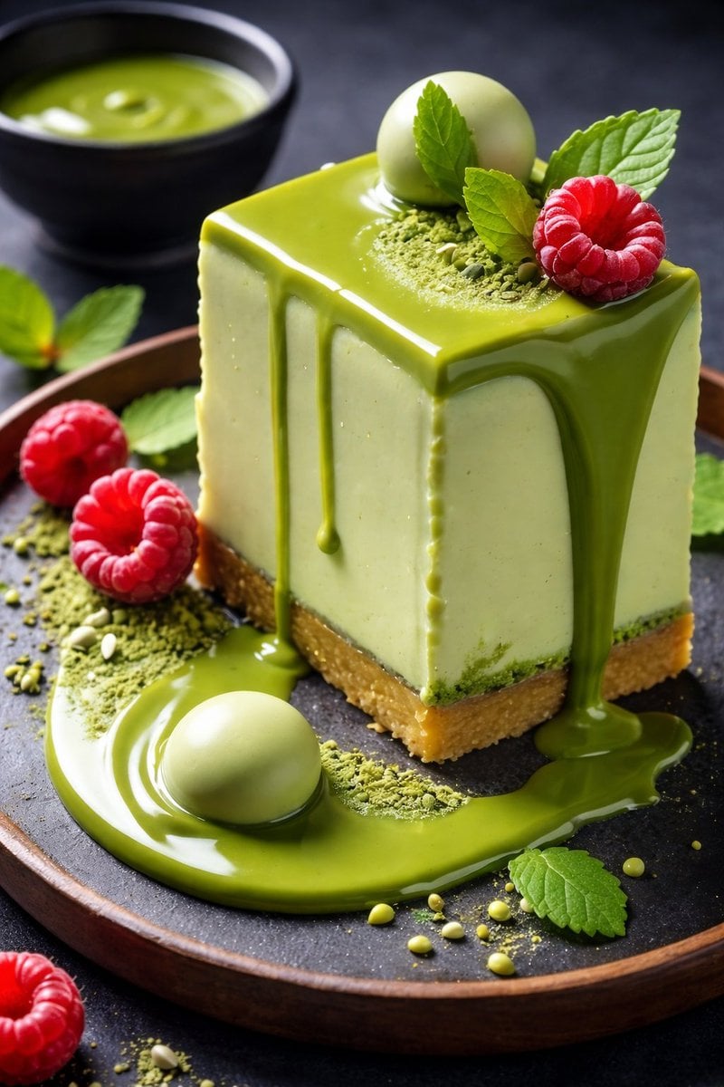 Matcha Cheesecake Slice Macro Photography — image 4