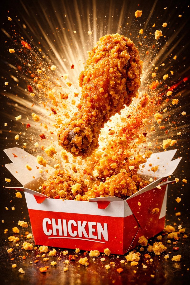 Fried Chicken Drumstick in Red Sauce Splash — image 3