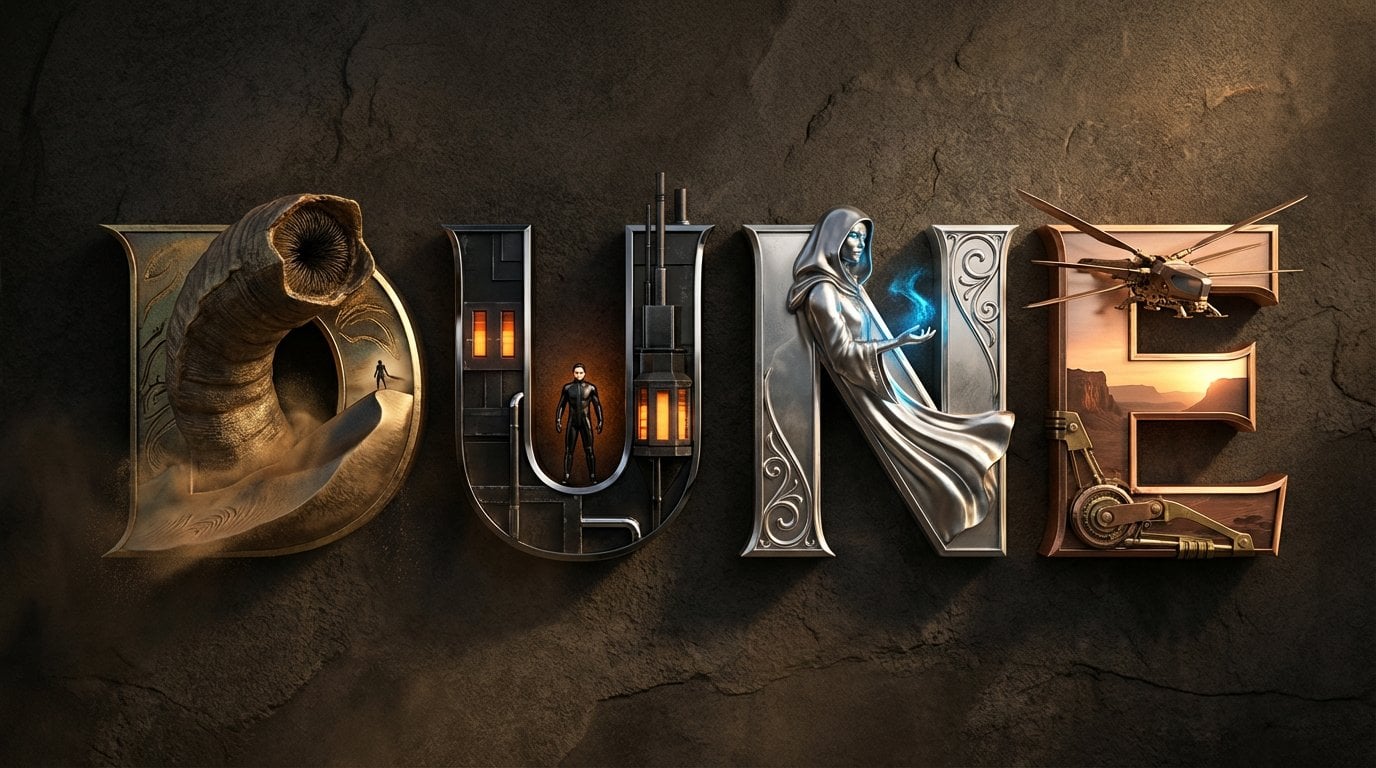 Cinematic Metallic Typography, Movie Scene Integration — image 2