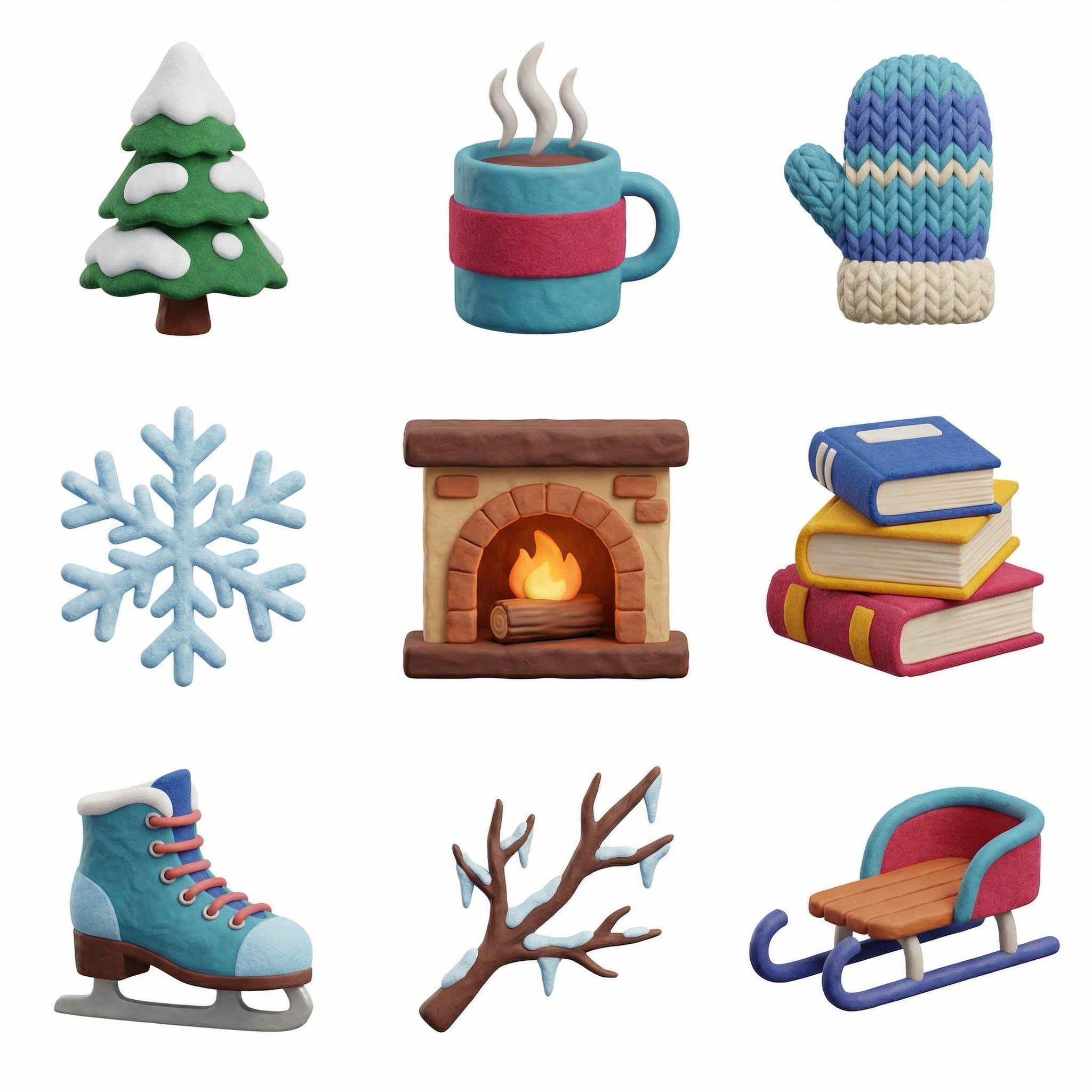 3x3 Grid Of Colorful Tactile 3D Icons — image 3