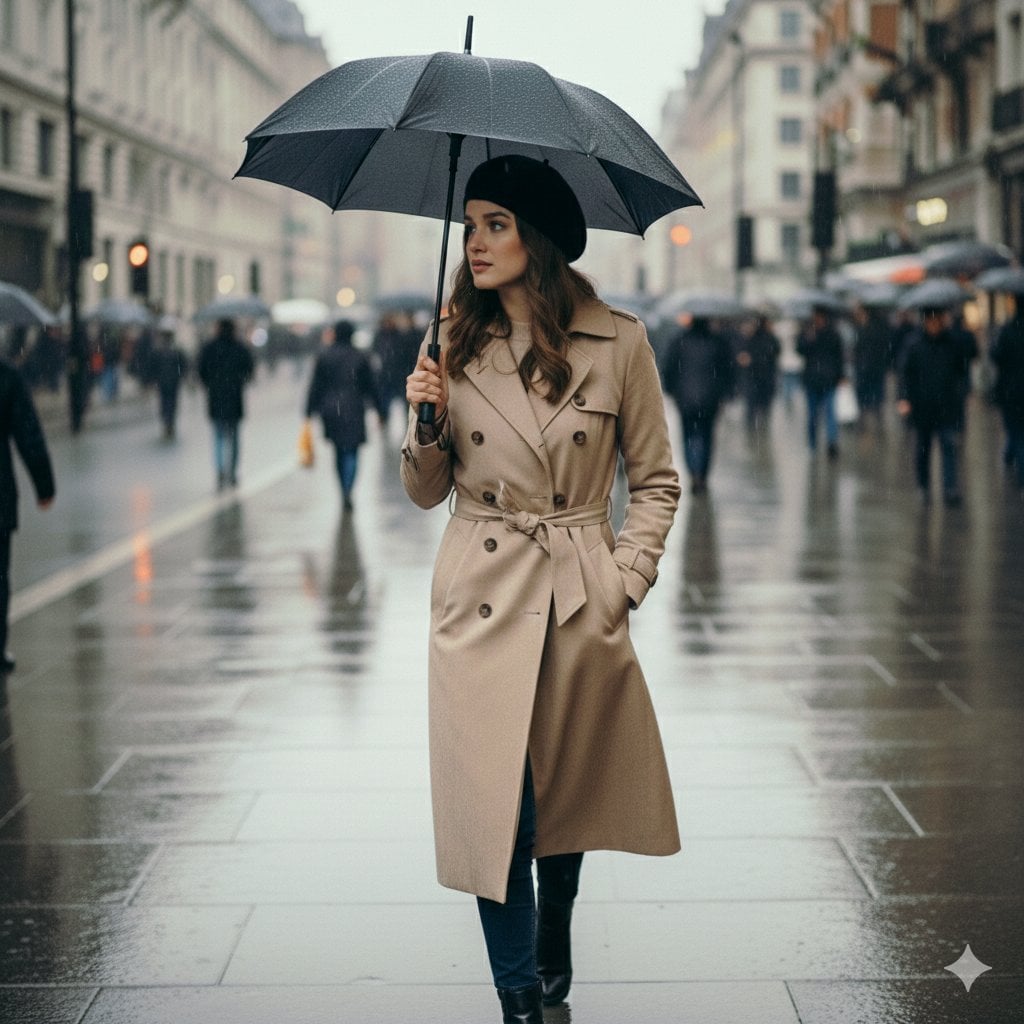 Cinematic Portrait of Girl Sheltering from Rain — image 2