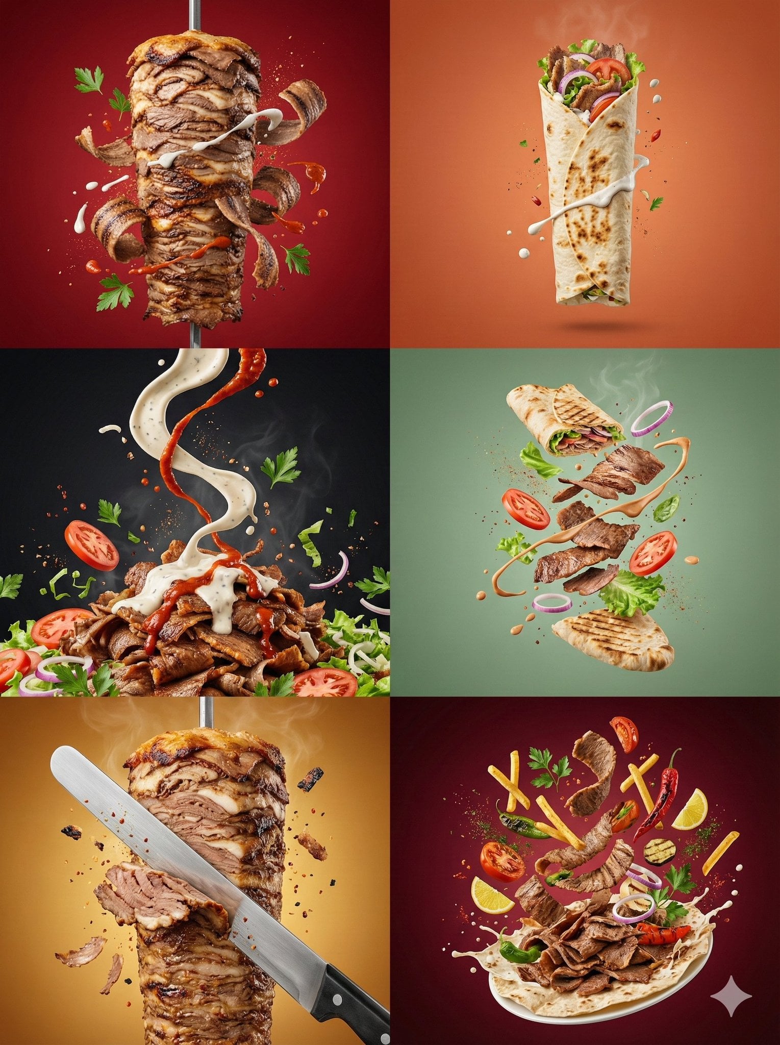 Exploding Doner Kebab Slice Photography