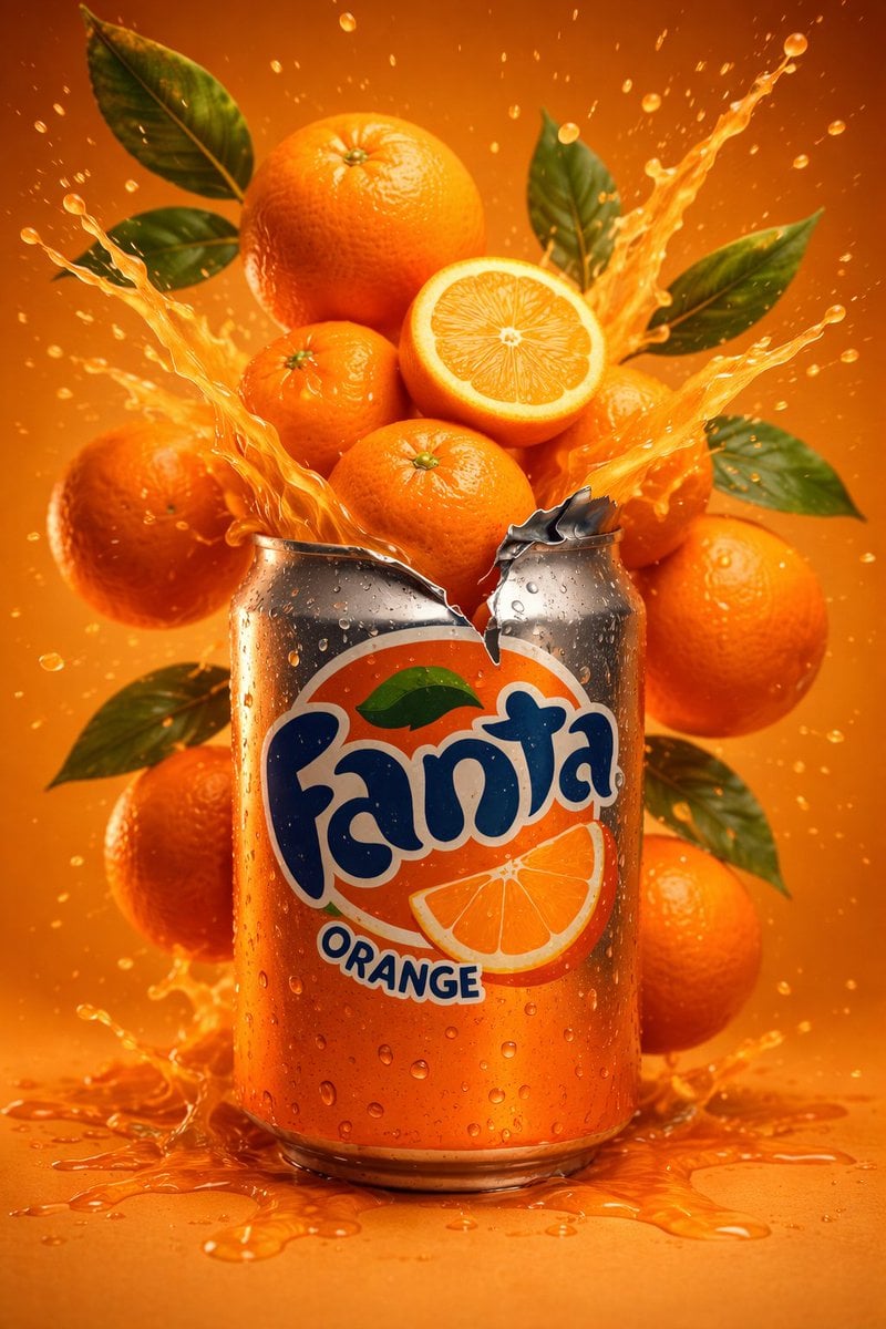 Orange Soda Can Splash with Fruit — image 2