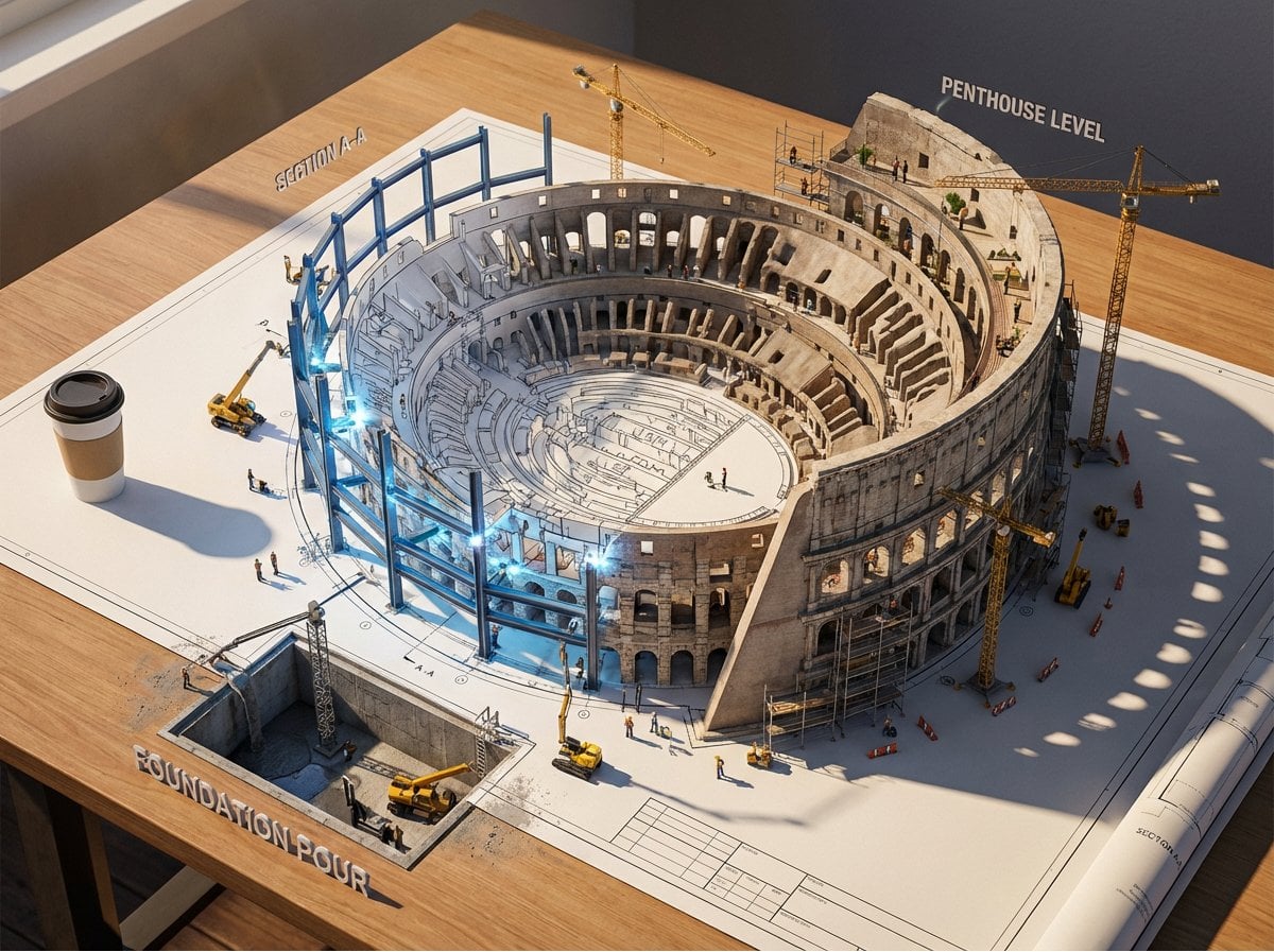 Architectural Blueprint Transforms Into Living Building — image 3