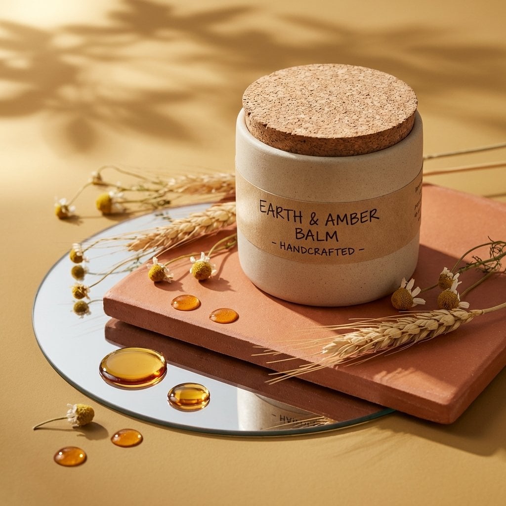 Luxury Product Shot with Natural Elements and Sunlight