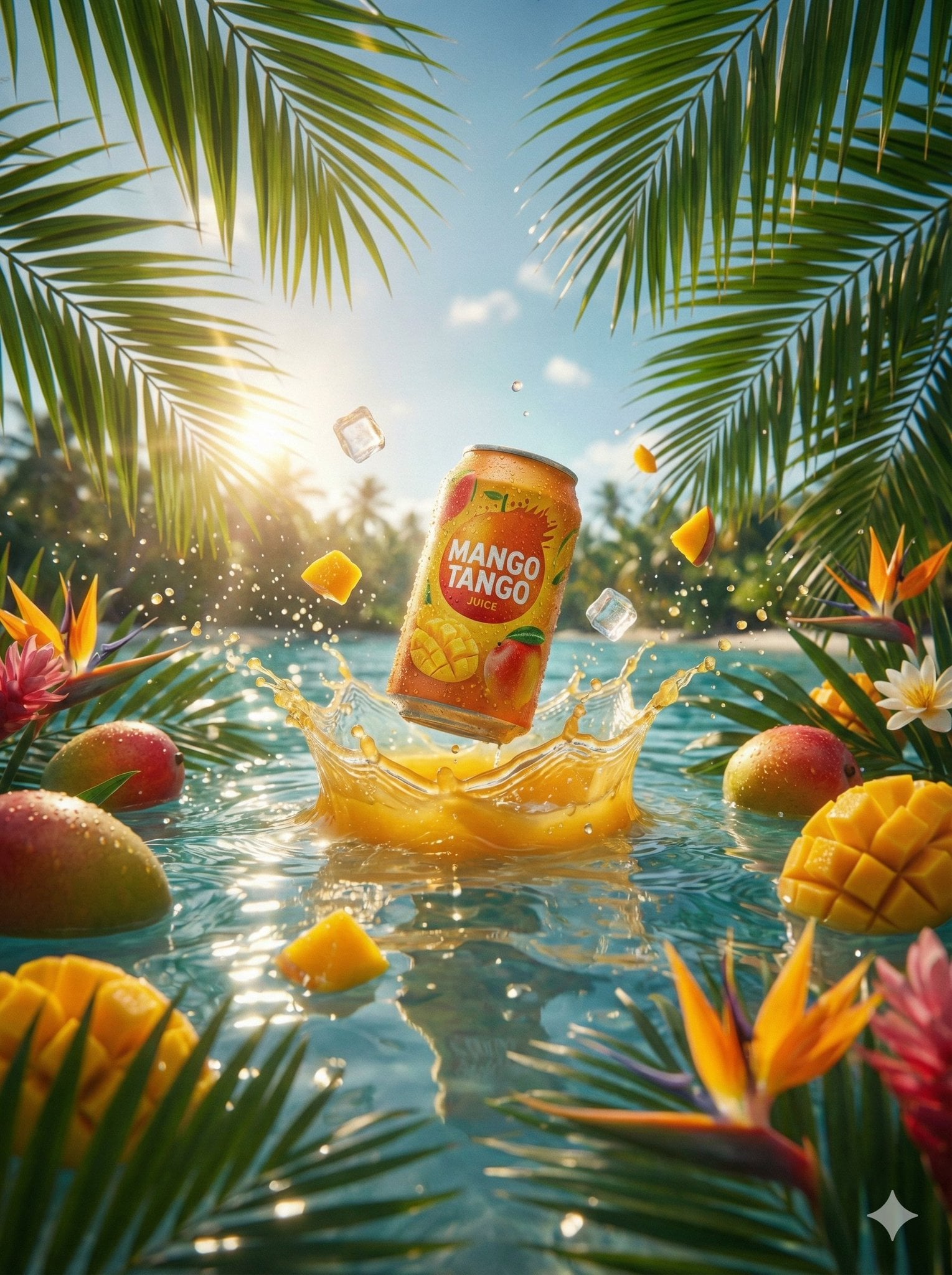 Mango Tango Juice Can Exploding From Ocean