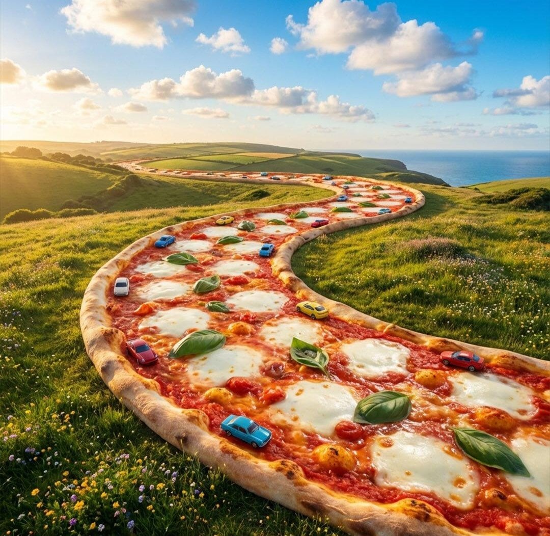 Surreal Pizza Landscapes and Futuristic Cars — image 3