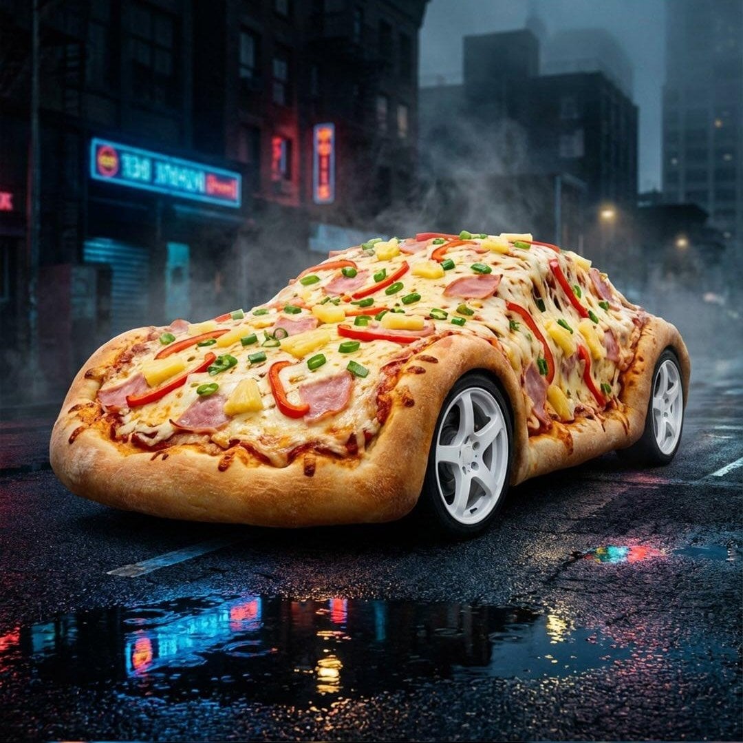 Surreal Pizza Landscapes and Futuristic Cars — image 4