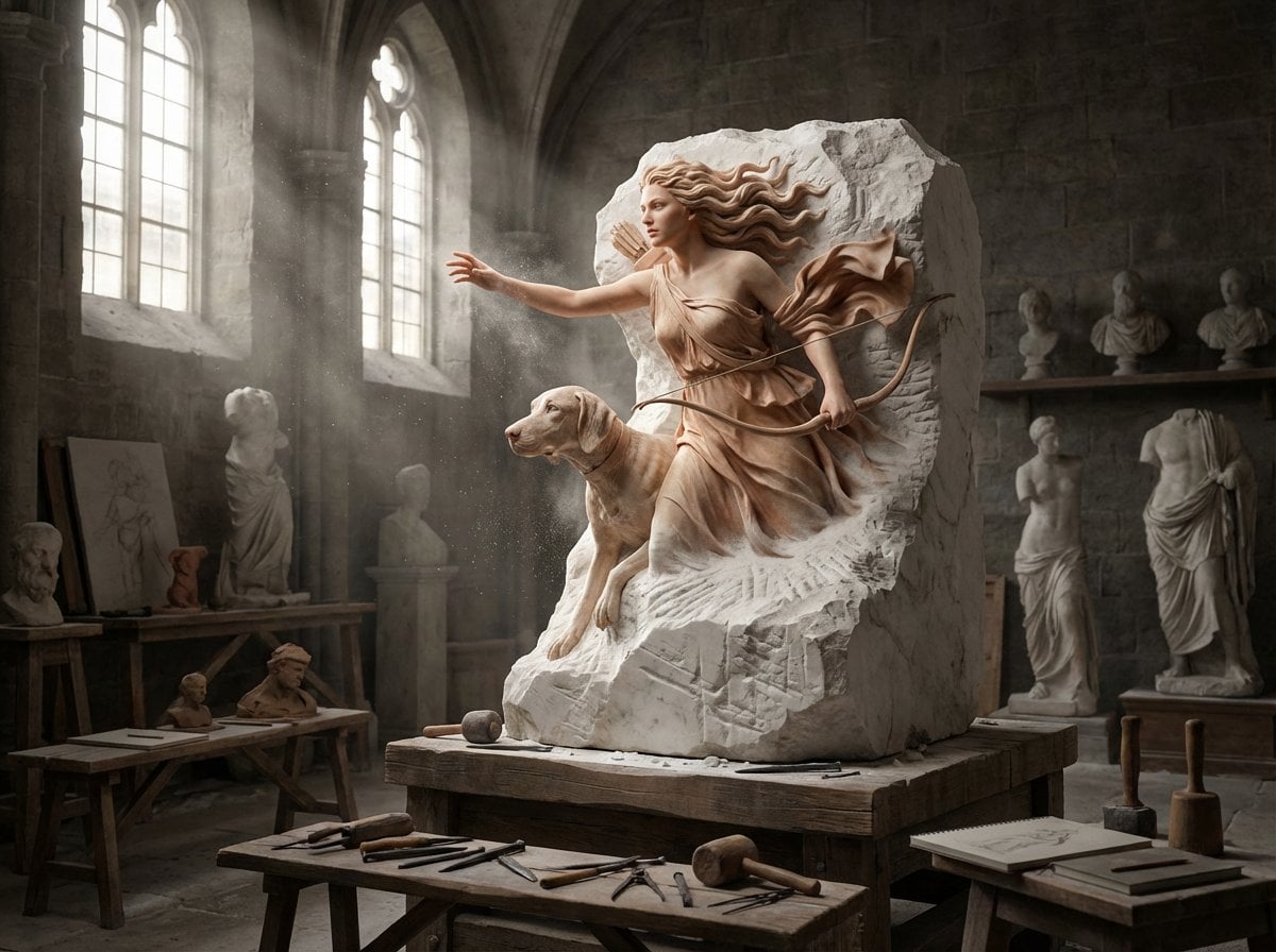 Awakening Sculpture in Renaissance Workshop — image 4