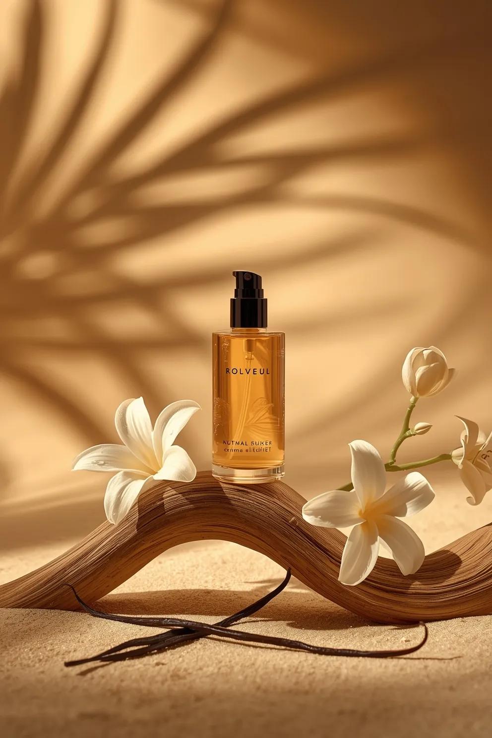 Luxury Amber Serum Bottle on Driftwood — image 2