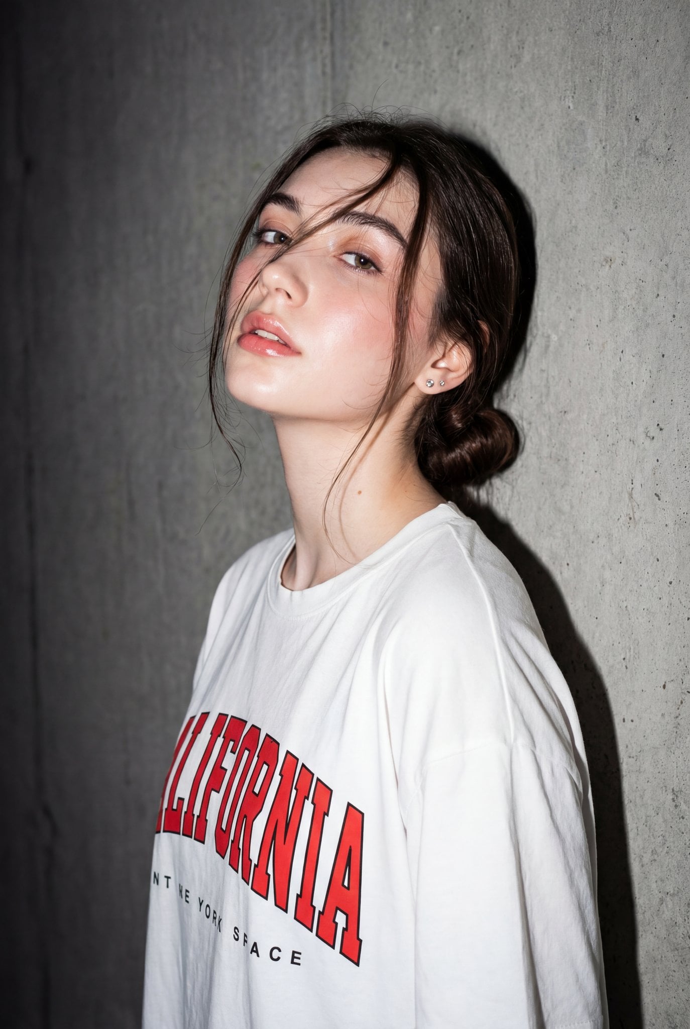 Editorial Portrait of Woman in Oversized T-Shirt