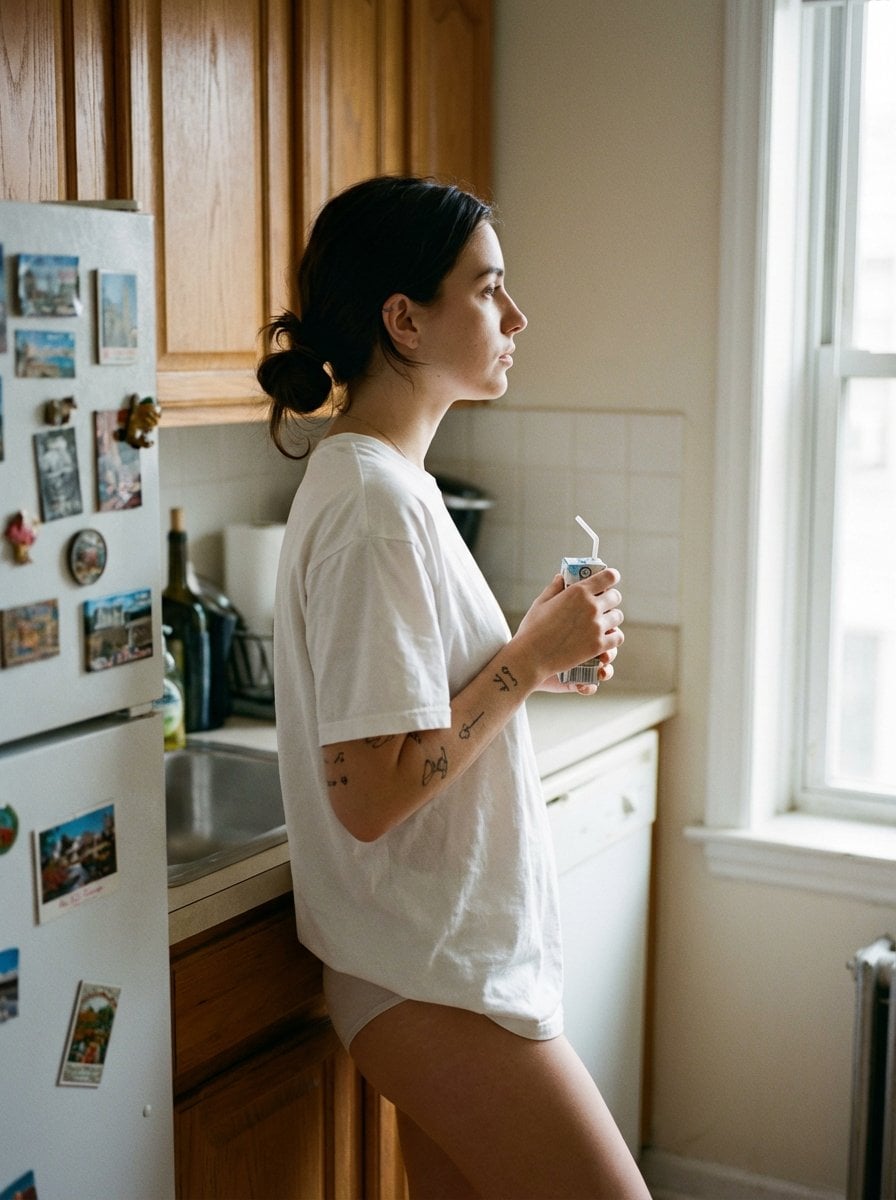 Woman Holding Drink in Kitchen — image 2