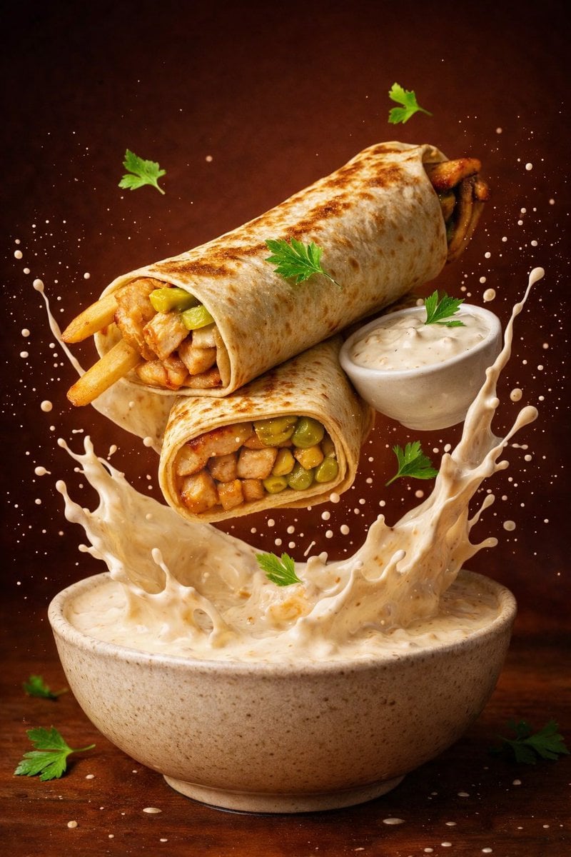 Dynamic Food Photography: Grilled Wraps and Flying Chips — image 2