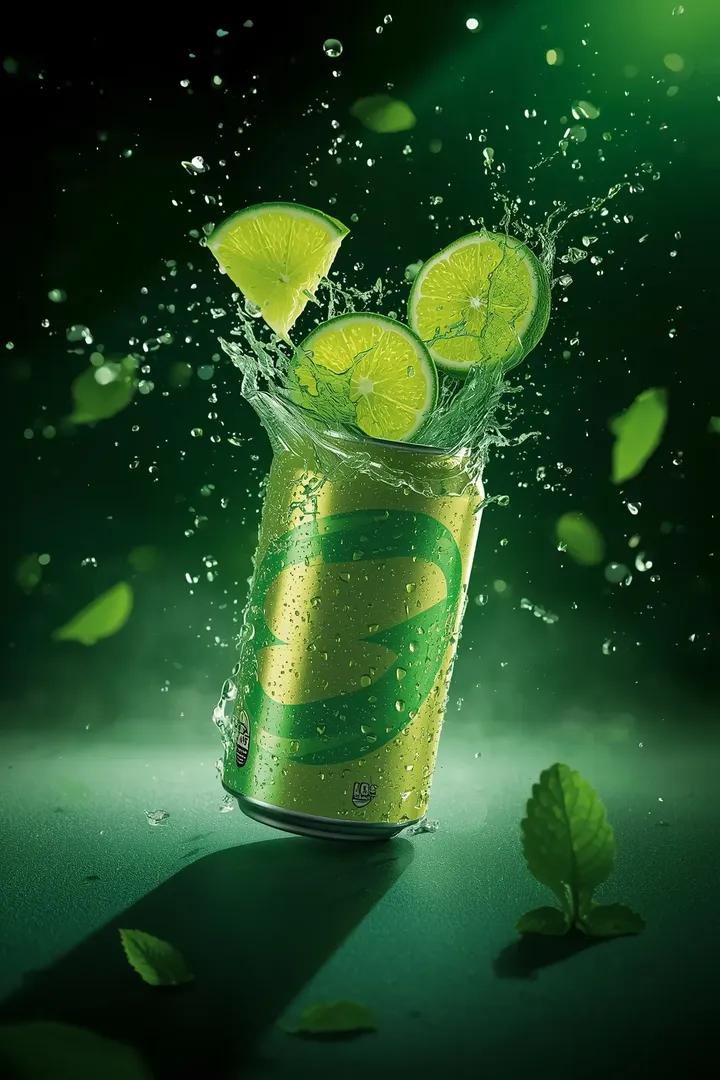 Exploding Lime Soda Can Cinematic Ad
