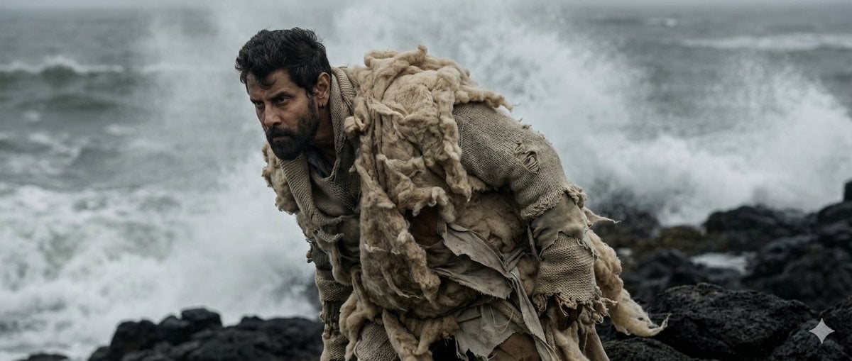 Figure in Raw Wool Against a Stormy Coastline — image 2