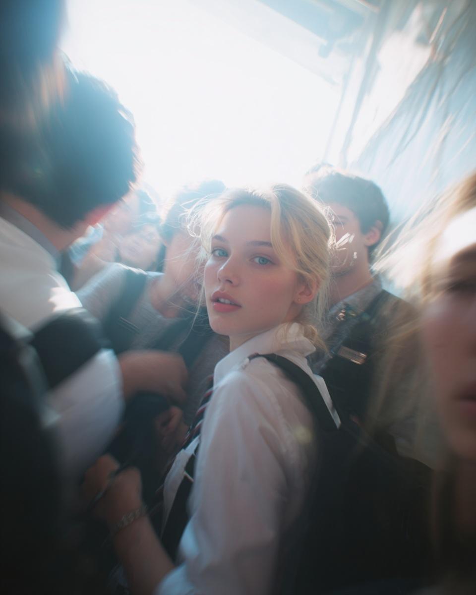 Paparazzi Shot of School Uniform Model at Fashion Week — image 3
