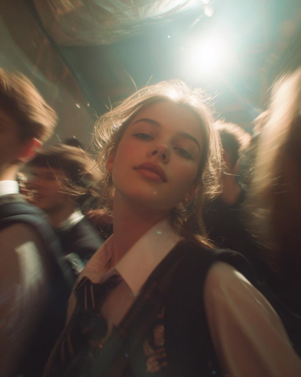 Paparazzi Shot of School Uniform Model at Fashion Week — image 4