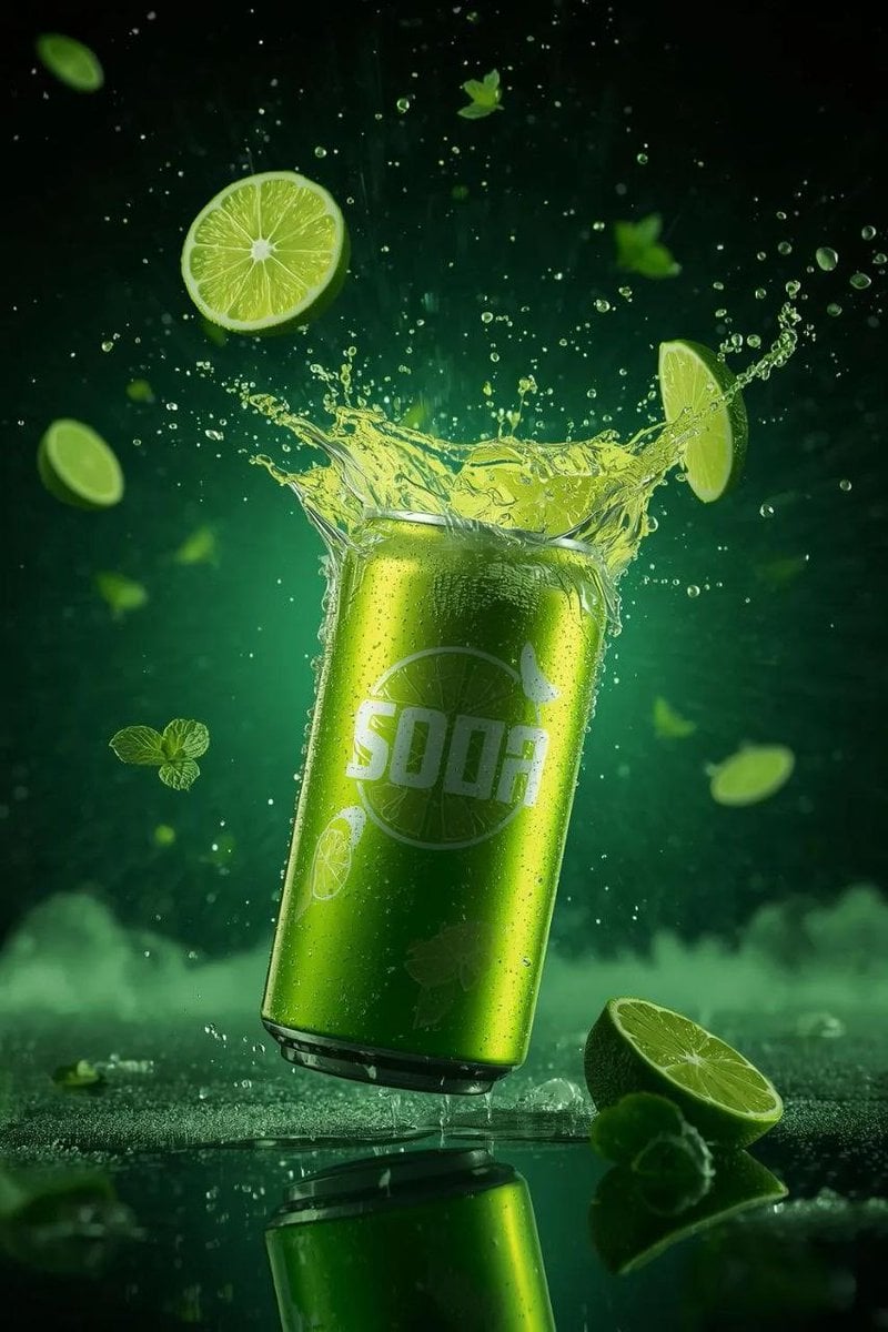 Exploding Lime Soda Can Product Shot — image 2