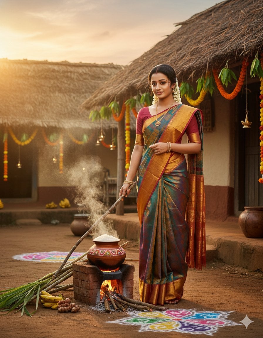 South Indian Woman at Thaipongal Festival