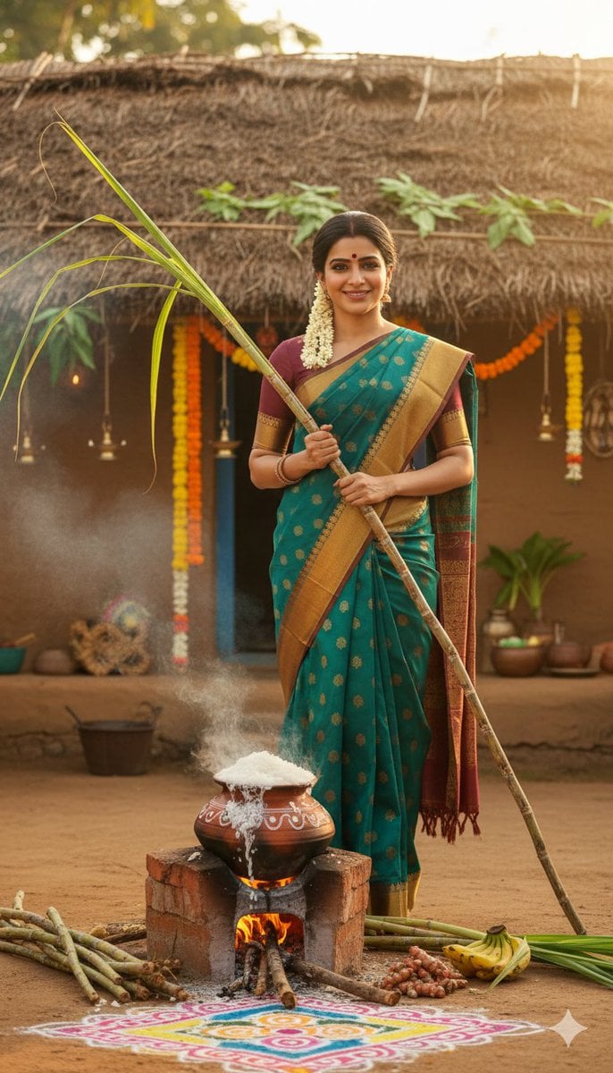 South Indian Woman at Thaipongal Festival — image 2