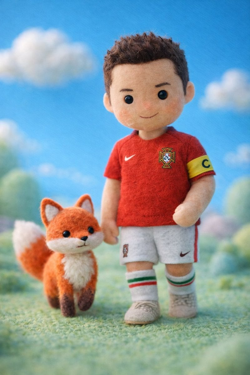 Felt Miniature Celebrity Doll in Tech Casual Style — image 2