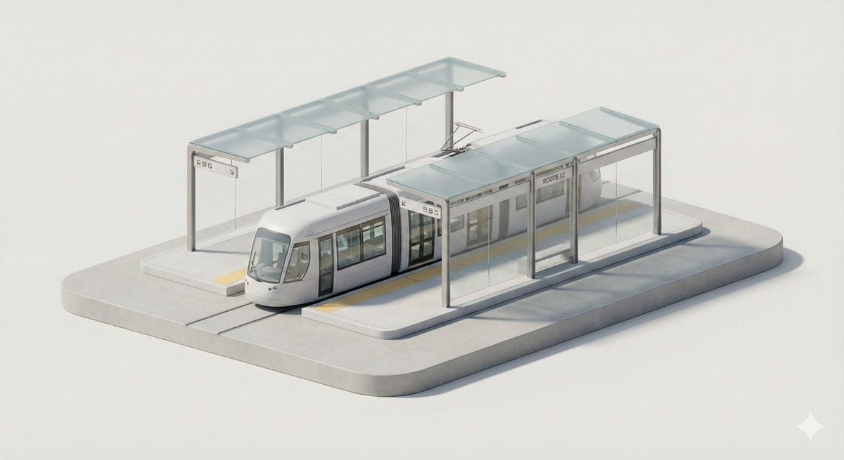 Minimalist 3D Isometric Diorama of City Transport — image 2
