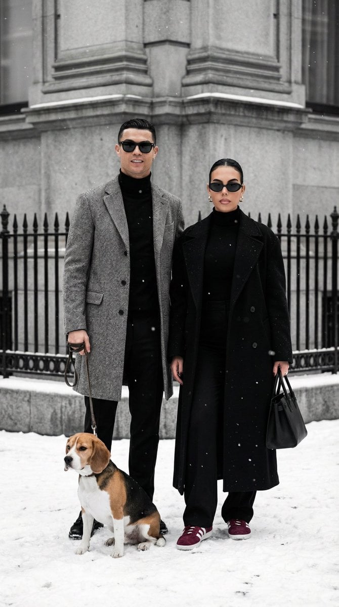 Urban Winter Couple and Dog Portrait — image 2