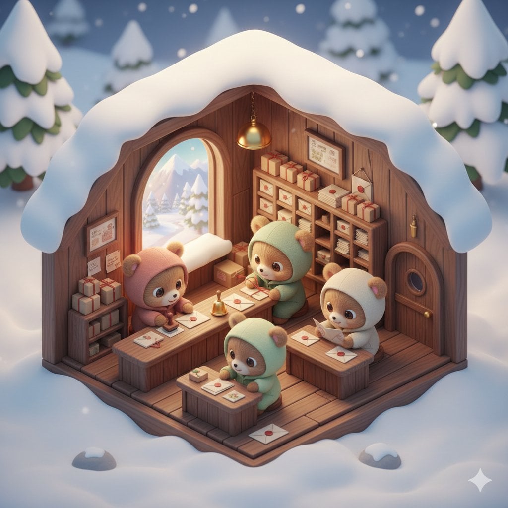 Chibi Bears Designing Snowy Map in Cozy Hideout — image 2