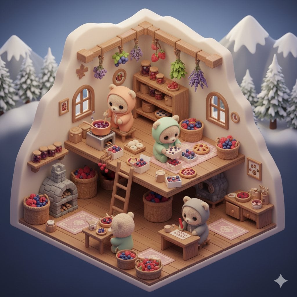 Chibi Bears Designing Snowy Map in Cozy Hideout — image 4