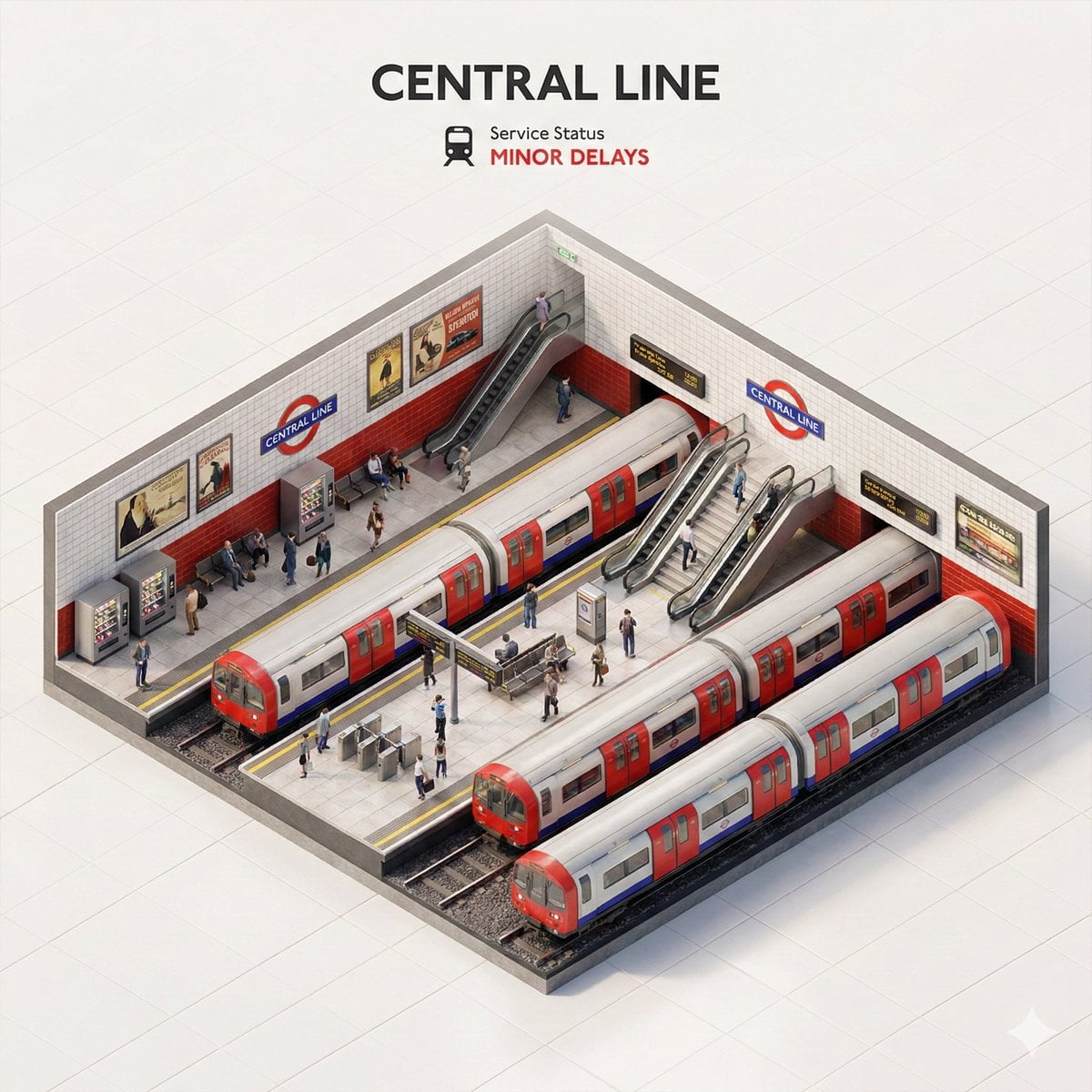 Subway System Isometric Diorama Scene