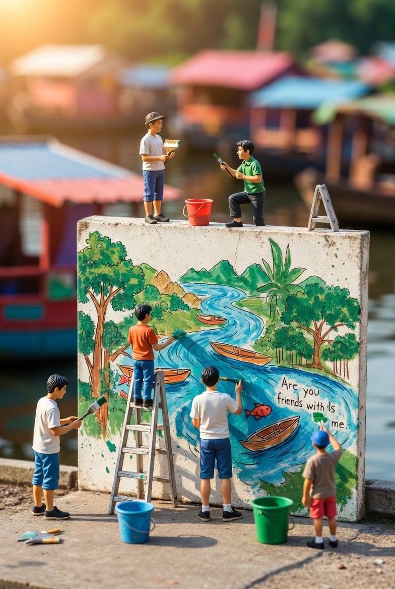 Youthful Artists Creating Environmental Mural Diorama — image 2
