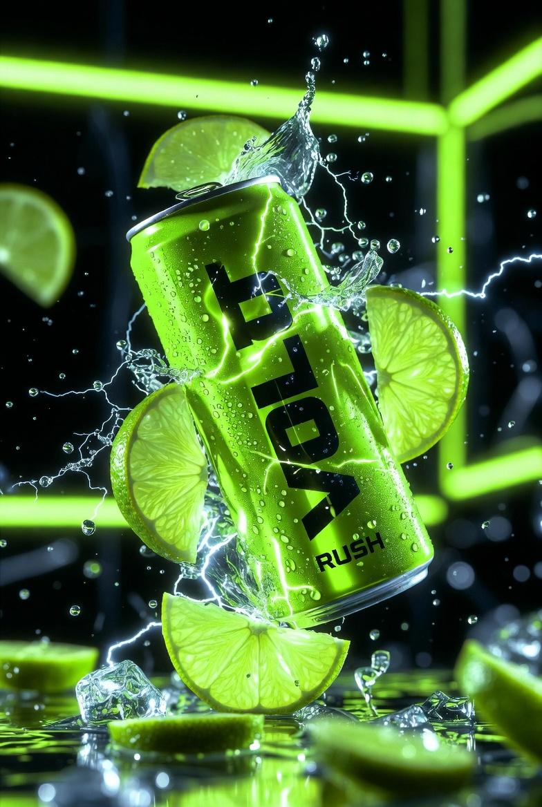 Volt Rush Energy Drink Neon Product Shot — image 2
